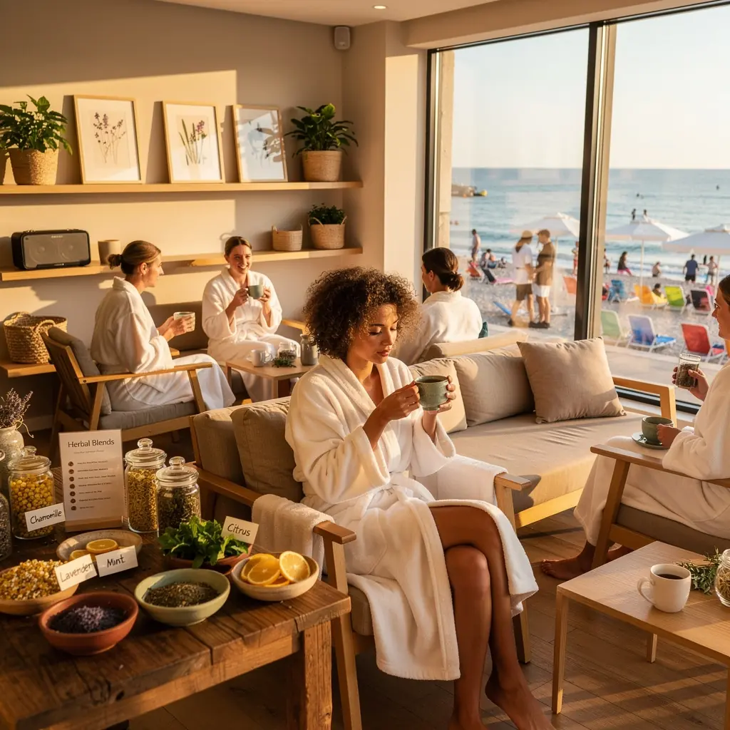 Zagrijavanje šalice čaja s parom koja se uzdiže u zrak, stvarajući opuštajuću atmosferu.