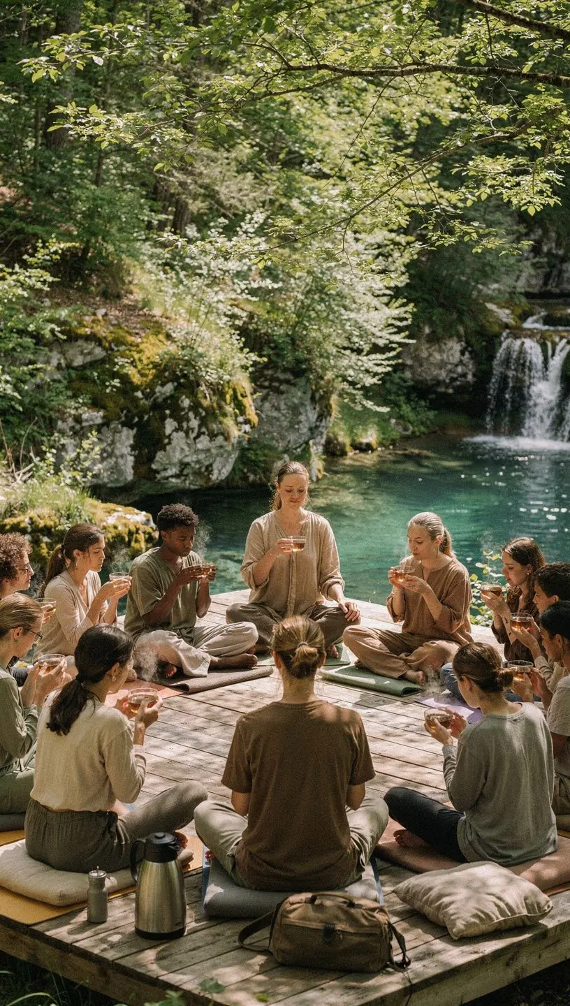 Ručni rad - čajnik od keramike s biljnom ornamentikom i šalice uz njega.